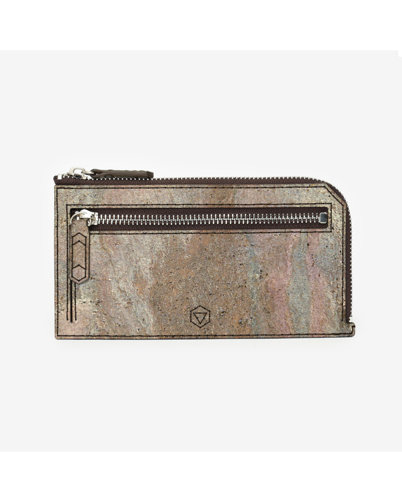 Глациус - гаманець на блискавці  (Блискучий Рожевий камінь / Коричневий корок)