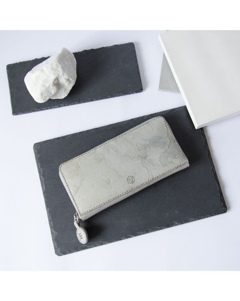 Rutford - long zip wallet (Blanc stone / Grey cork)